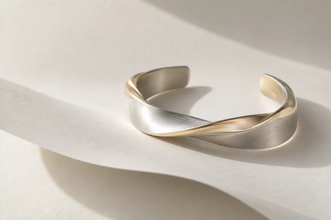 Sample campaign reference: a sculptural silver and gold cuff